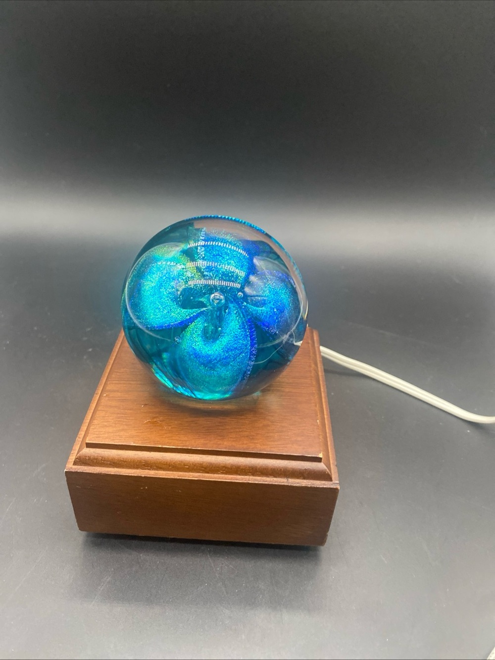Handblown  Glass Paperweight - Blue Dichroic Made in ‘95 by Glass Eye Studios